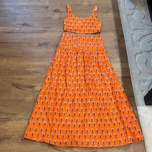 Fancy Orange Patterned Maxi Set